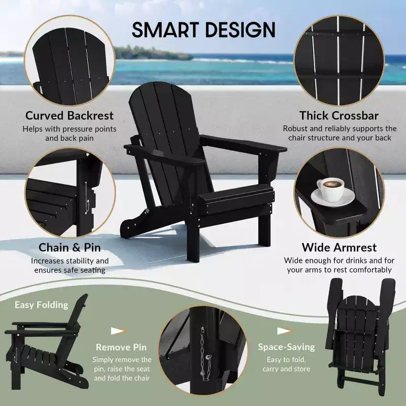 Sedia Pieghevole da Esterno in Poly HDPE WestinTrends Malibu Adirondack