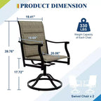 Outdoor Swivel Dining Chairs With Textilene Breathable Back, Patio Swivel Rocker Chairs for Poolside Lawn Garden