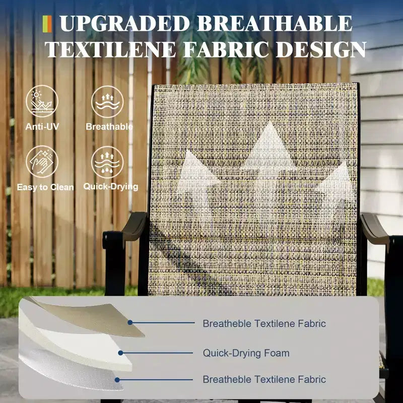 Outdoor Swivel Dining Chairs With Textilene Breathable Back, Patio Swivel Rocker Chairs for Poolside Lawn Garden