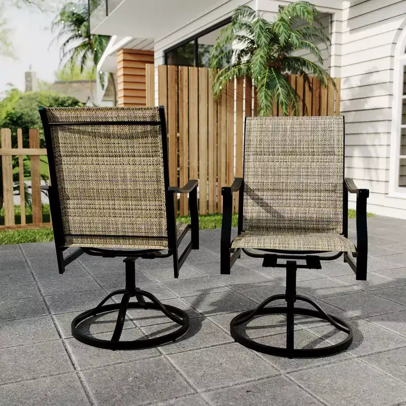 Outdoor Swivel Dining Chairs With Textilene Breathable Back, Patio Swivel Rocker Chairs for Poolside Lawn Garden