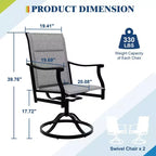 Outdoor Swivel Dining Chairs With Textilene Breathable Back, Patio Swivel Rocker Chairs for Poolside Lawn Garden