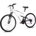 hykolity 26 inch Mountain Bike MTB Outdoor Bicycle Cycling 18 Speed Sport Bikes Trail Off Road Full Suspension for Adult Men Unisex White
