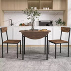 Set da pranzo rotondo a 3 pezzi Whisen con tavolo a ribalta e 2 sedie - Nero e Marrone
