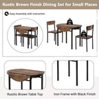 Set da pranzo rotondo a 3 pezzi Whisen con tavolo a ribalta e 2 sedie - Nero e Marrone