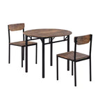 Set da pranzo rotondo a 3 pezzi Whisen con tavolo a ribalta e 2 sedie - Nero e Marrone