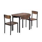 Set da pranzo rotondo a 3 pezzi Whisen con tavolo a ribalta e 2 sedie - Nero e Marrone
