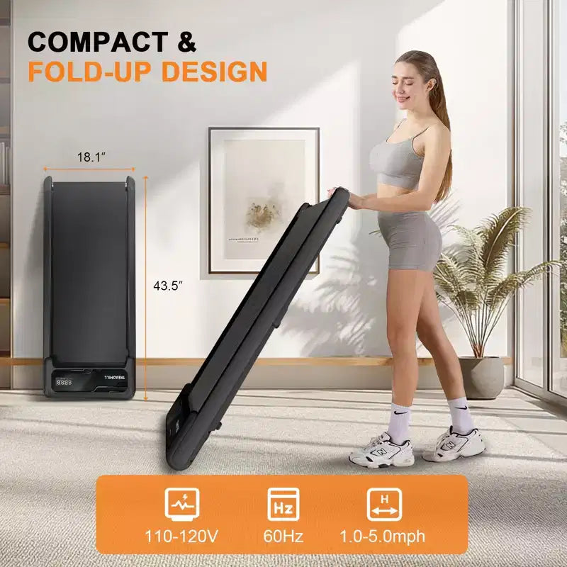 NAYSAYE Tapis Roulant Pieghevole Portatile Sottoscrivania Walking Pad Braccioli Rimovibili Nastro Ammortizzato per Palestra Domestica e Ufficio