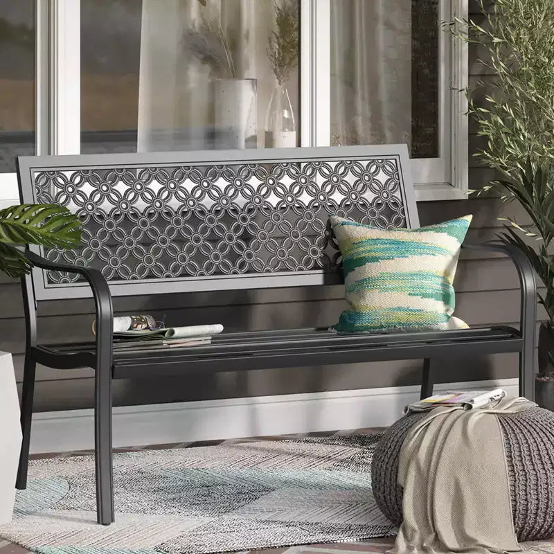 GRANDPATIO Carved-back Floral Garden Bench