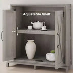 Libreria a 5 ripiani con armadietto, scaffale in legno rustico stile coloniale con ante, armadietto da esposizione a 5 livelli indipendente per soggiorno, camera da letto