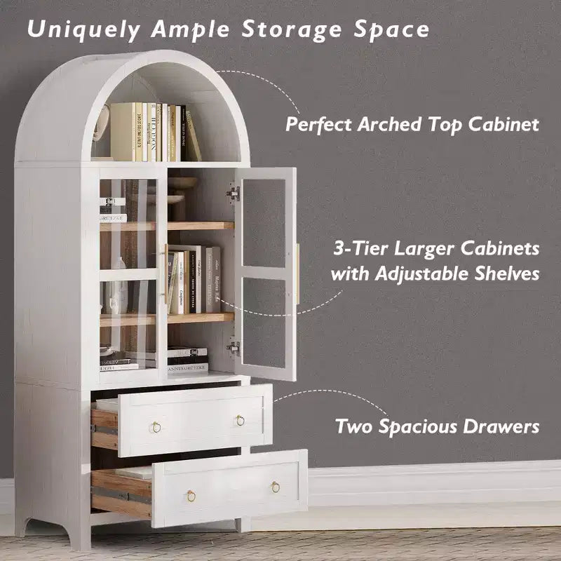 Vatros Tall Arched Cabinet with Adjustable Shelves