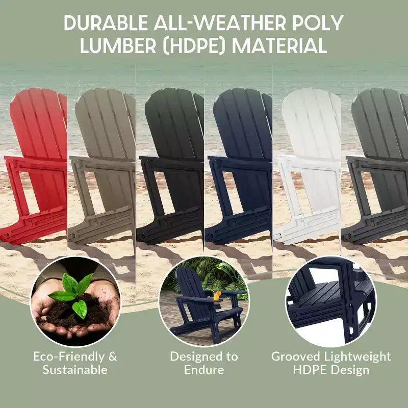 WestinTrends Azura, set da 2 sedie da patio Adirondack in plastica HDPE con tavolino laterale da 18 pollici