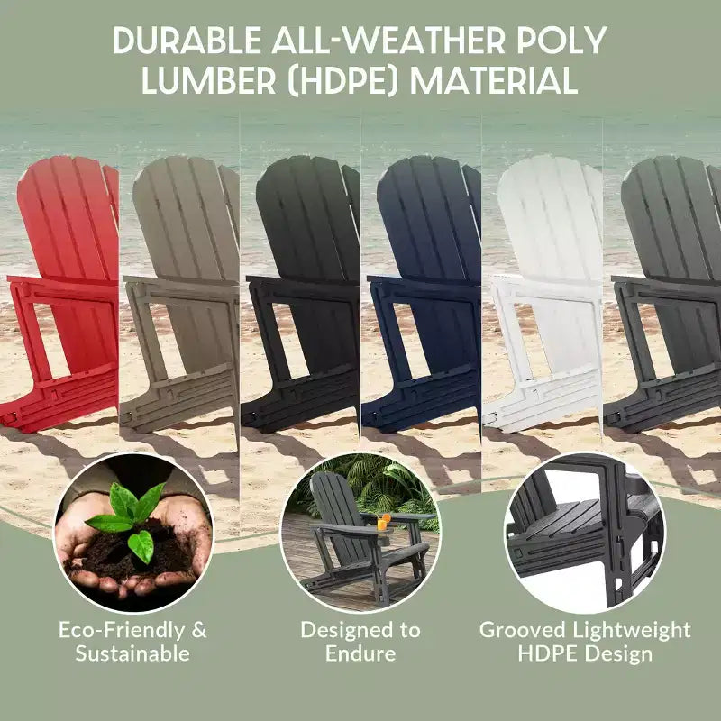 WestinTrends Azura, set da 2 sedie da patio Adirondack in plastica HDPE con tavolino laterale da 18 pollici