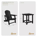 WestinTrends Azura, set da 2 sedie da patio Adirondack in plastica HDPE con tavolino laterale da 18 pollici