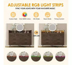 Dresser TV Stand, Dresser for Bedroom w/LED Light & Charging Station Entertainment Center with Storage 8 Drawers Wooden Dressers w/Open Space