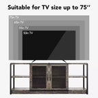 Farmhouse TV Stand for 65/75 Inch TVs, Entertainment Center with Storage Cabinet and Mesh Doors, Industrial Media Console Table, Oak