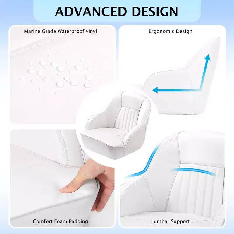 Pontoon Captain Bucket Seat With Thickened Sponge Padding, Fishing Chairs for Boats, Sightseeing, Speedboat, Canoe - 1-Piece