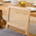 CLIHOME Set di 2 sedie da pranzo in rattan in stile rustico, sedie da cucina imbottite in canna con struttura in legno massello naturale