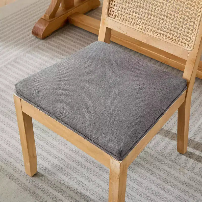 CLIHOME Set di 2 sedie da pranzo in rattan in stile rustico, sedie da cucina imbottite in canna con struttura in legno massello naturale