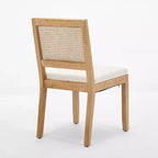 CLIHOME Set di 2 sedie da pranzo in rattan in stile rustico, sedie da cucina imbottite in canna con struttura in legno massello naturale