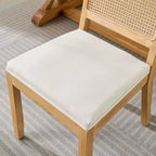 CLIHOME Set di 2 sedie da pranzo in rattan in stile rustico, sedie da cucina imbottite in canna con struttura in legno massello naturale