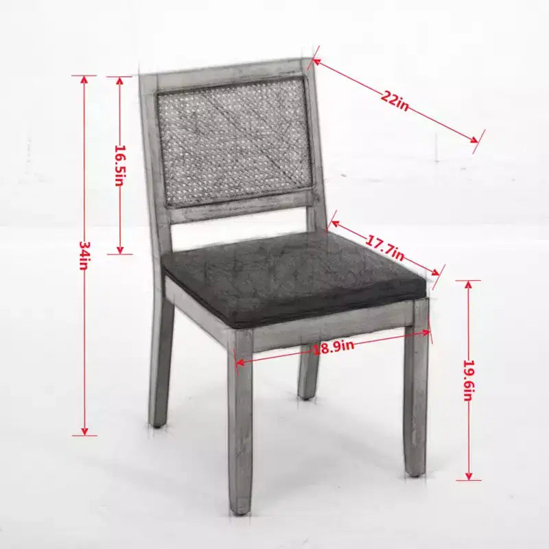 CLIHOME Set di 2 sedie da pranzo in rattan in stile rustico, sedie da cucina imbottite in canna con struttura in legno massello naturale