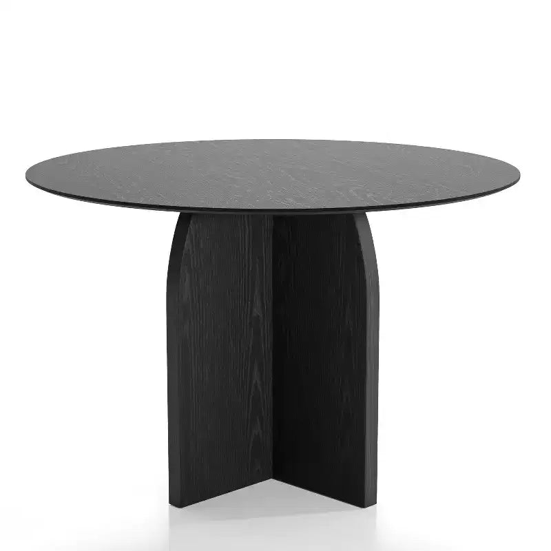 PexFix 45 x45 Solid Wood Round Dining Table with Black Finish and Elegant Arched Legs for Modern Dining Rooms & Kitchens