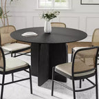 PexFix 45 x45 Solid Wood Round Dining Table with Black Finish and Elegant Arched Legs for Modern Dining Rooms & Kitchens