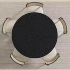 PexFix 45 x45 Solid Wood Round Dining Table with Black Finish and Elegant Arched Legs for Modern Dining Rooms & Kitchens