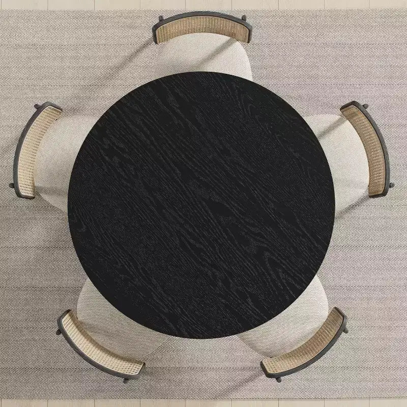PexFix 45 x45 Solid Wood Round Dining Table with Black Finish and Elegant Arched Legs for Modern Dining Rooms & Kitchens