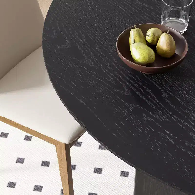 PexFix 45 x45 Solid Wood Round Dining Table with Black Finish and Elegant Arched Legs for Modern Dining Rooms & Kitchens