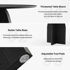 PexFix 45 x45 Solid Wood Round Dining Table with Black Finish and Elegant Arched Legs for Modern Dining Rooms & Kitchens