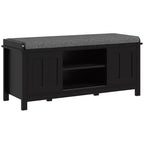 TUYOHW Entryway Shoe Bench Storage Ottoman with Sliding Doors, Adjustable Shelving with 6 Compartments and Padded Seat