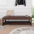 TUYOHW Upholstered Bed Bench Bed Entrance Shoe Bench, 60 with Nailhead Trim Upholstered Leather Bench Living Room Shoe Rack Footstool