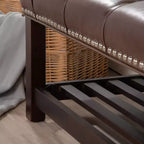 Panca da letto imbottita TUYOHW, 60 cm con rivestimento in pelle imbottita con borchie, scarpiera per ingresso, poggiapiedi per soggiorno