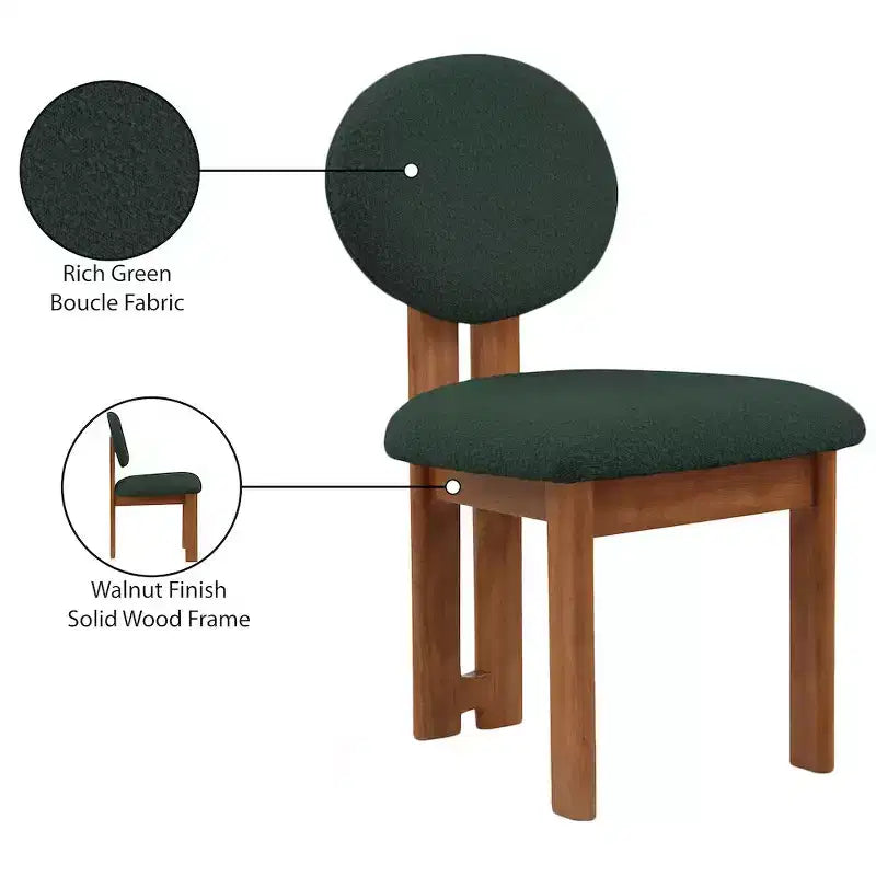 Meridian Furniture,Napa Boucle Fabric Dining Chair, Set of 2