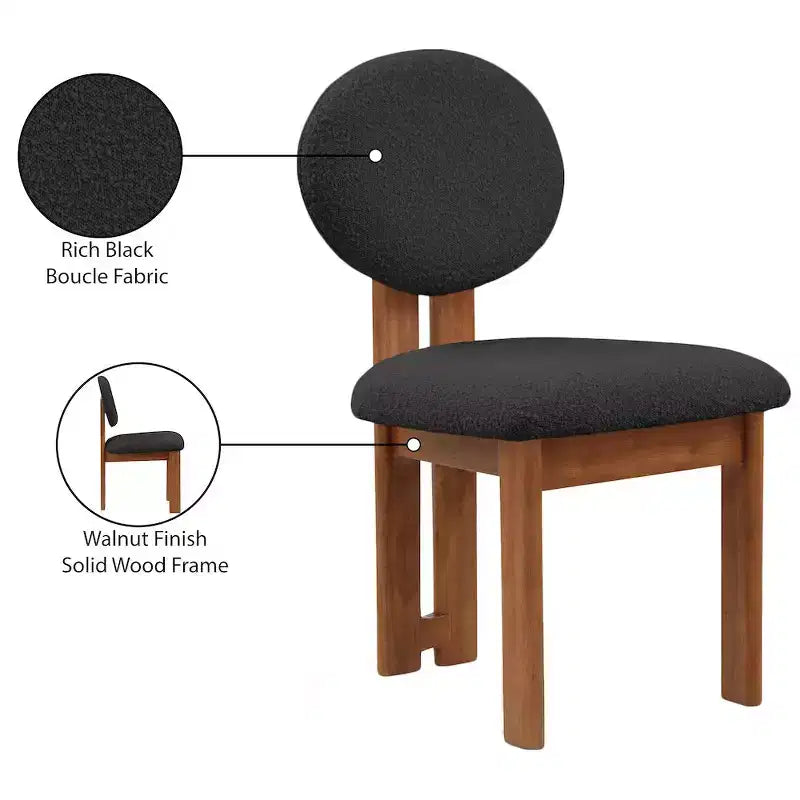 Meridian Furniture,Napa Boucle Fabric Dining Chair, Set of 2