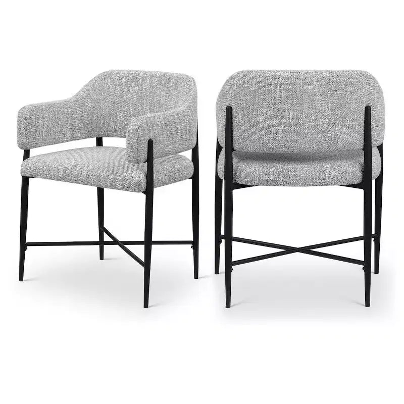 Meridina Furniture,Dame Grey Fabric Upholstered Dining Chair, Set of 2