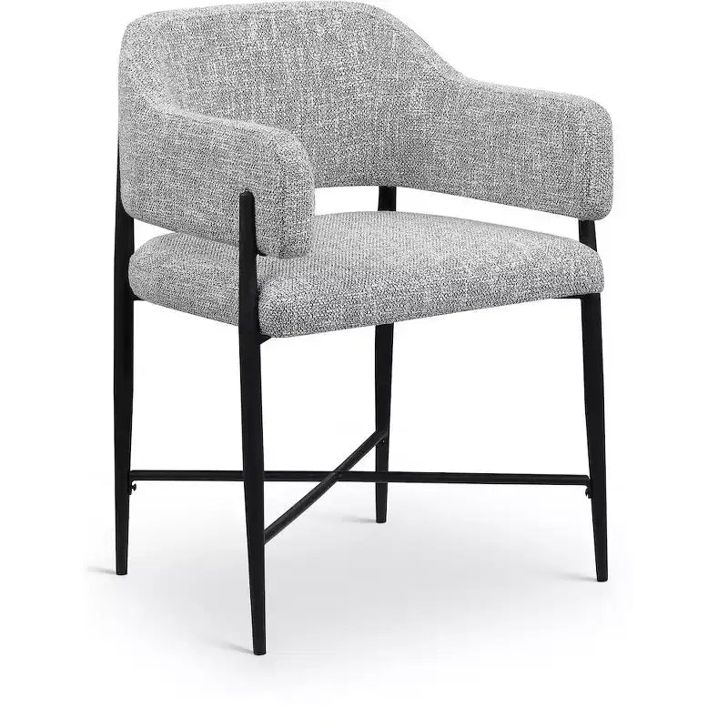 Meridina Furniture, Sedia da Pranzo Imbottita in Tessuto Dame Grey, Set da 2