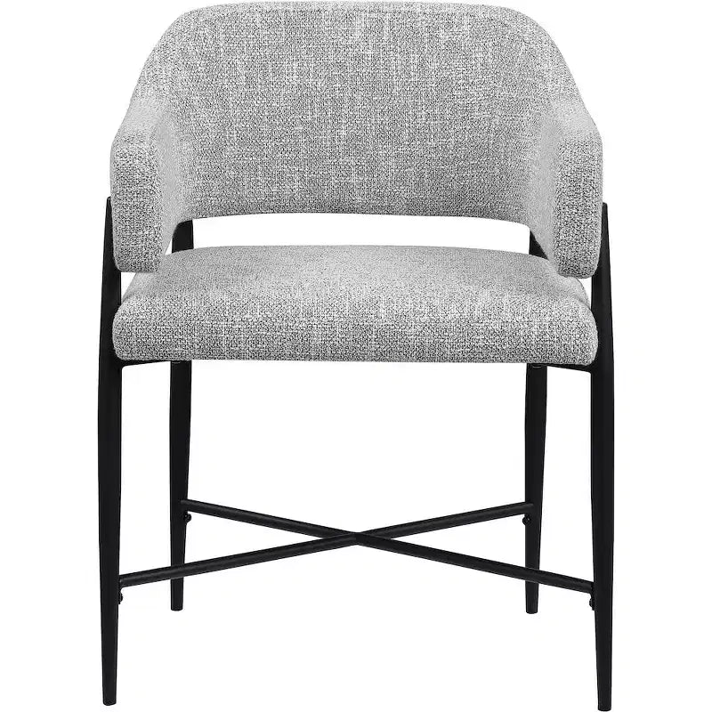 Meridina Furniture, Sedia da Pranzo Imbottita in Tessuto Dame Grey, Set da 2