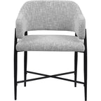 Meridina Furniture, Sedia da Pranzo Imbottita in Tessuto Dame Grey, Set da 2