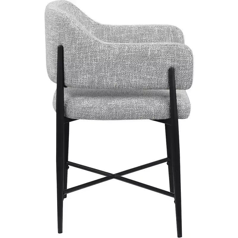 Meridina Furniture, Sedia da Pranzo Imbottita in Tessuto Dame Grey, Set da 2