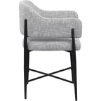 Meridina Furniture, Sedia da Pranzo Imbottita in Tessuto Dame Grey, Set da 2