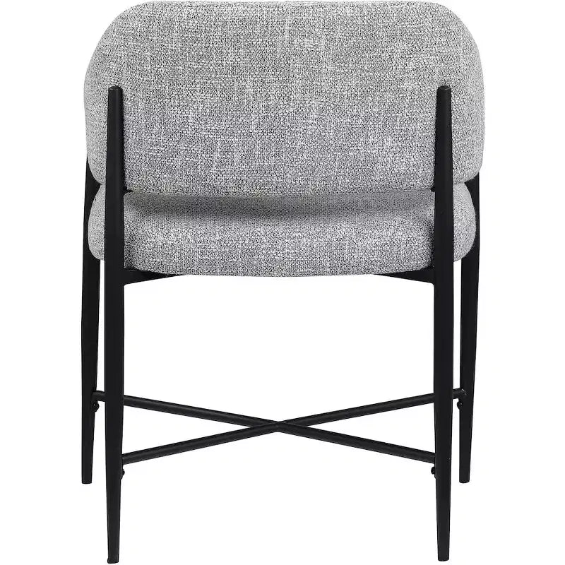 Meridina Furniture, Sedia da Pranzo Imbottita in Tessuto Dame Grey, Set da 2