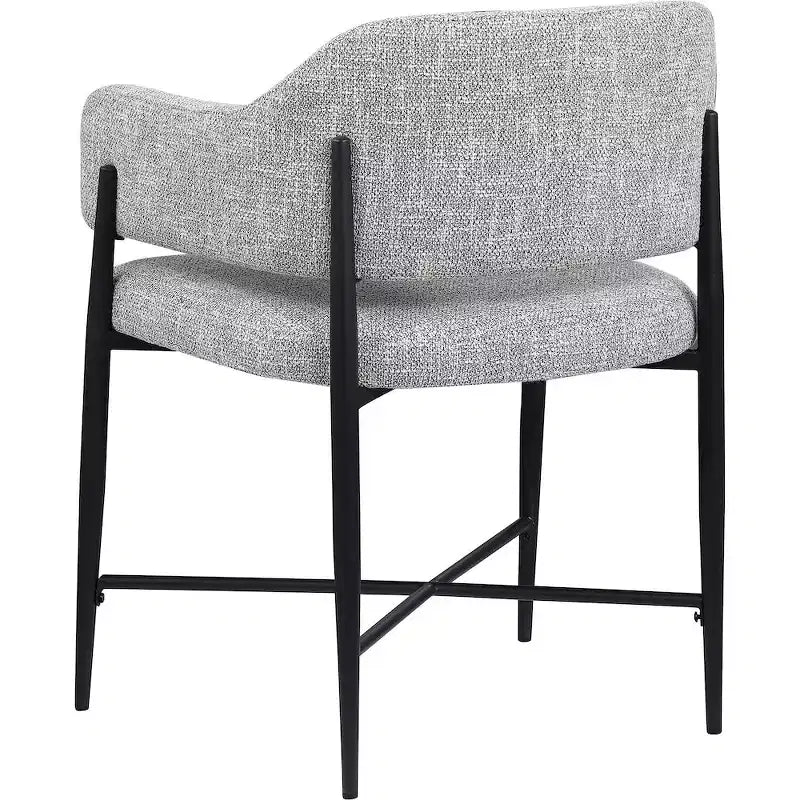 Meridina Furniture, Sedia da Pranzo Imbottita in Tessuto Dame Grey, Set da 2
