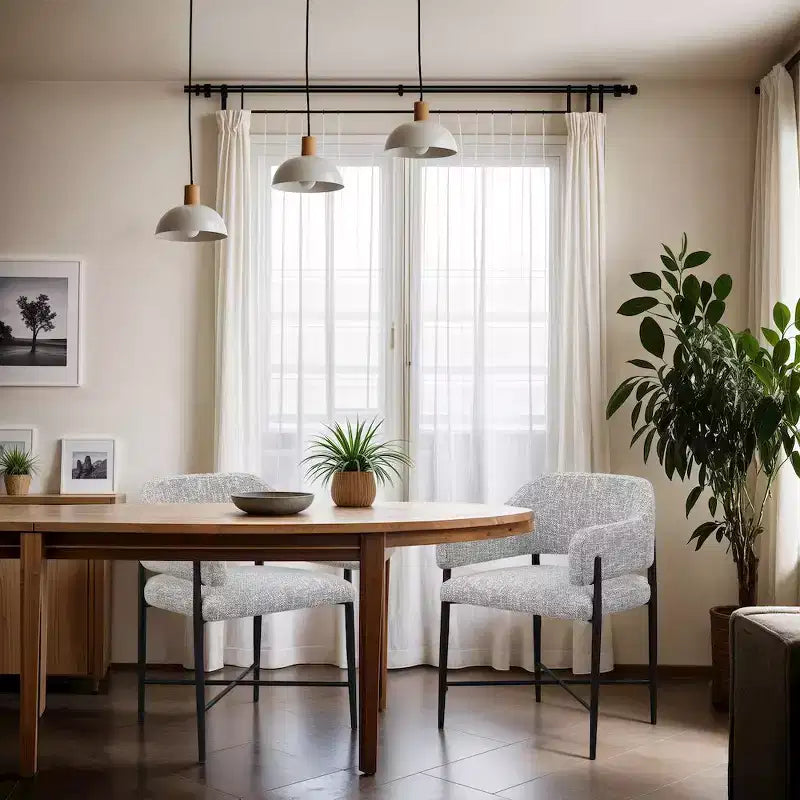 Meridina Furniture, Sedia da Pranzo Imbottita in Tessuto Dame Grey, Set da 2
