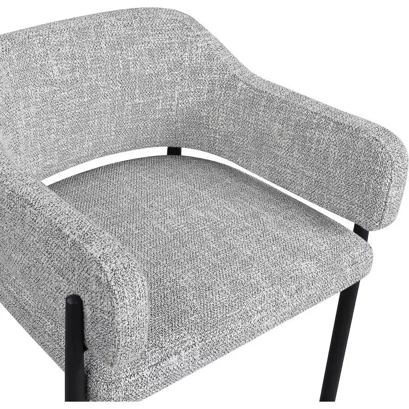 Meridina Furniture, Sedia da Pranzo Imbottita in Tessuto Dame Grey, Set da 2