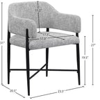 Meridina Furniture, Sedia da Pranzo Imbottita in Tessuto Dame Grey, Set da 2