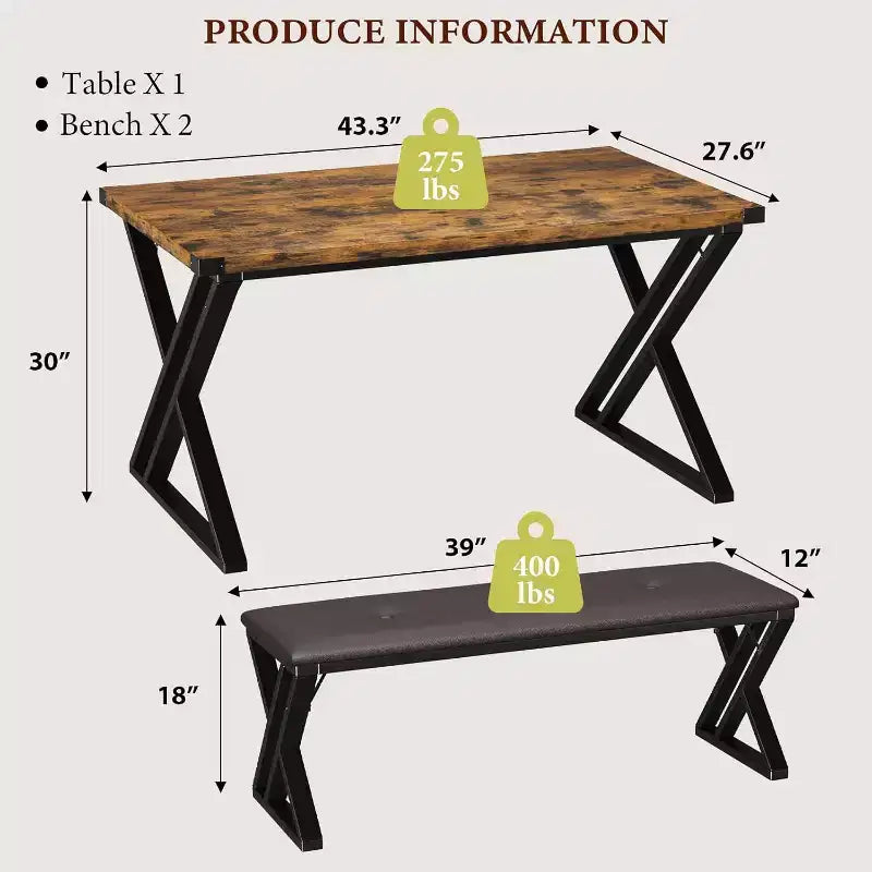 Tavolo da pranzo con 2 panche, set da tavolo da cucina per 4 persone, set da pranzo da 3 pezzi per piccoli spazi, appartamento, salvaspazio per cucina