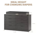 Comò fasciatoio con 8 cassetti in legno, comò classico per cameretta, mensole fasciatoio, fasciatoio multifunzionale, cassettiera per camera da letto