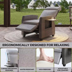 Indoor Outdoor Wicker Recliner Chair with Flip-Up Table Air Pump 155 Lay Flat, Adjustable Wicker Lounge Recliner Chair with Backrest and Footrest